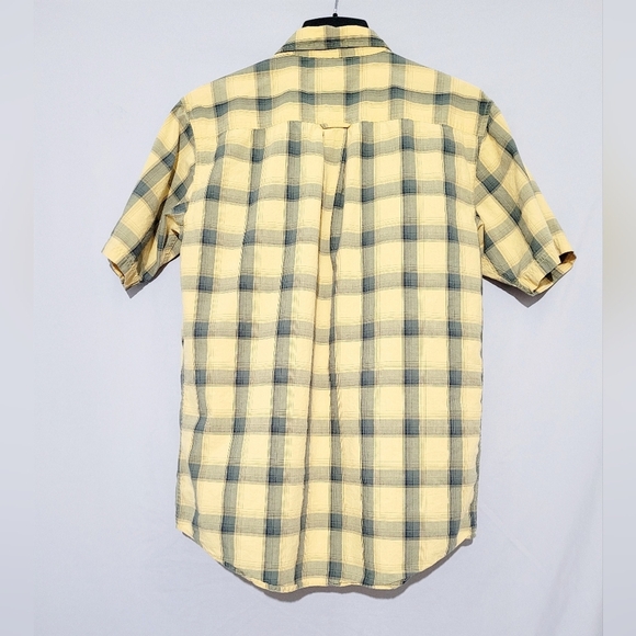 Red Head Shirt Mens Size Medium Short Sleeve Button Up yellow Plaid 100% Cotton - Picture 3 of 8